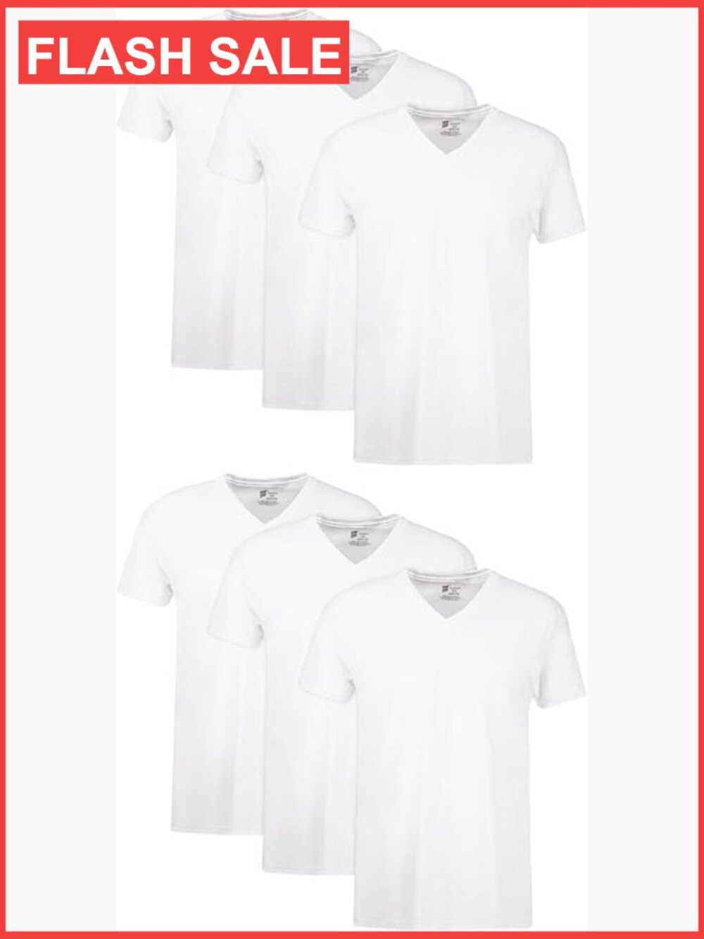 Men's V-Neck Cotton Undershirts 6-Pack Moisture Wicking Tagless